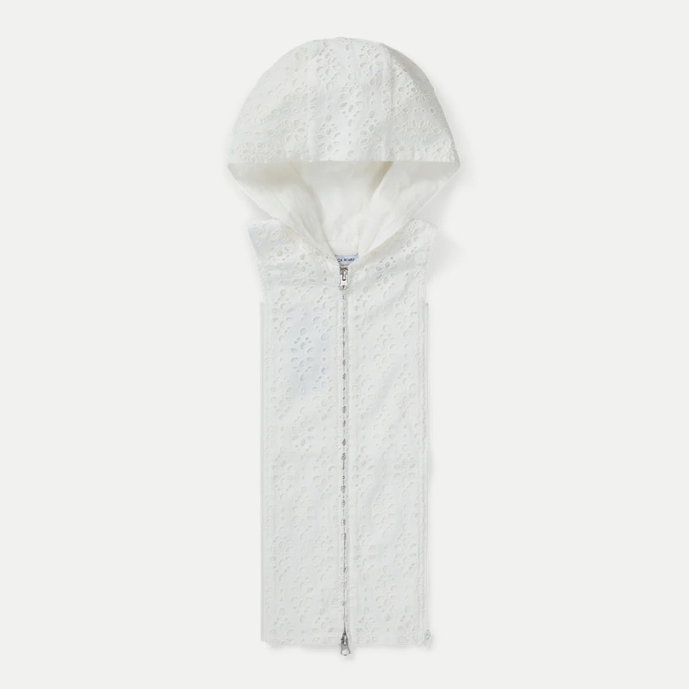 Veronica Beard Marlo Cotton Eyelet Hoodie Dickey, Color White, One Size, NWT